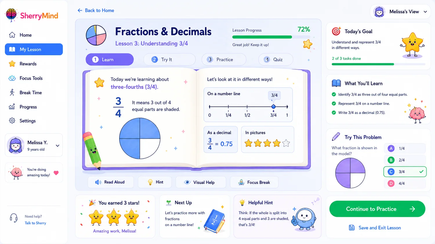 SherryMind adaptive lesson