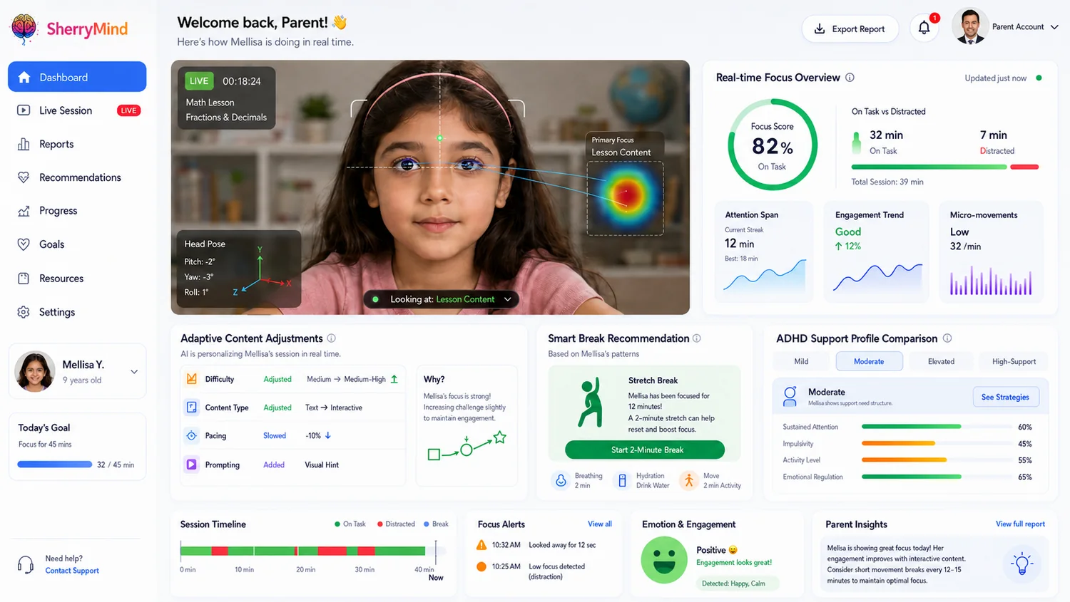 SherryMind parent dashboard